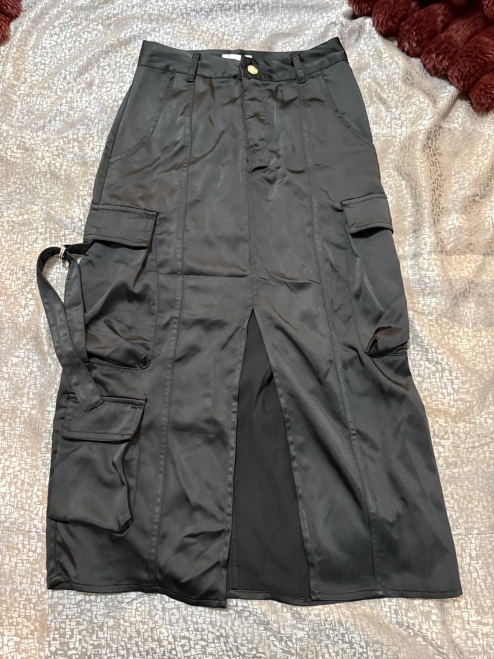 Gianni Bini Black Cargo Pencil Skirt with Front Vent